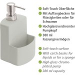 (Seperti yang ditunjukkan, Satu ukuran) Dispenser sabun cuci piring dengan tempat spons, warna abu-abu, kapasitas 380 ml, cocok untuk digunakan di rumah atau saat festival.